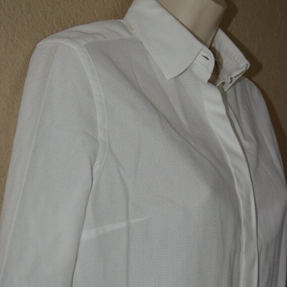 Sz 4 Dion Lee White Textured Cotton Long Sleeve Blouse - Picture 4 of 7